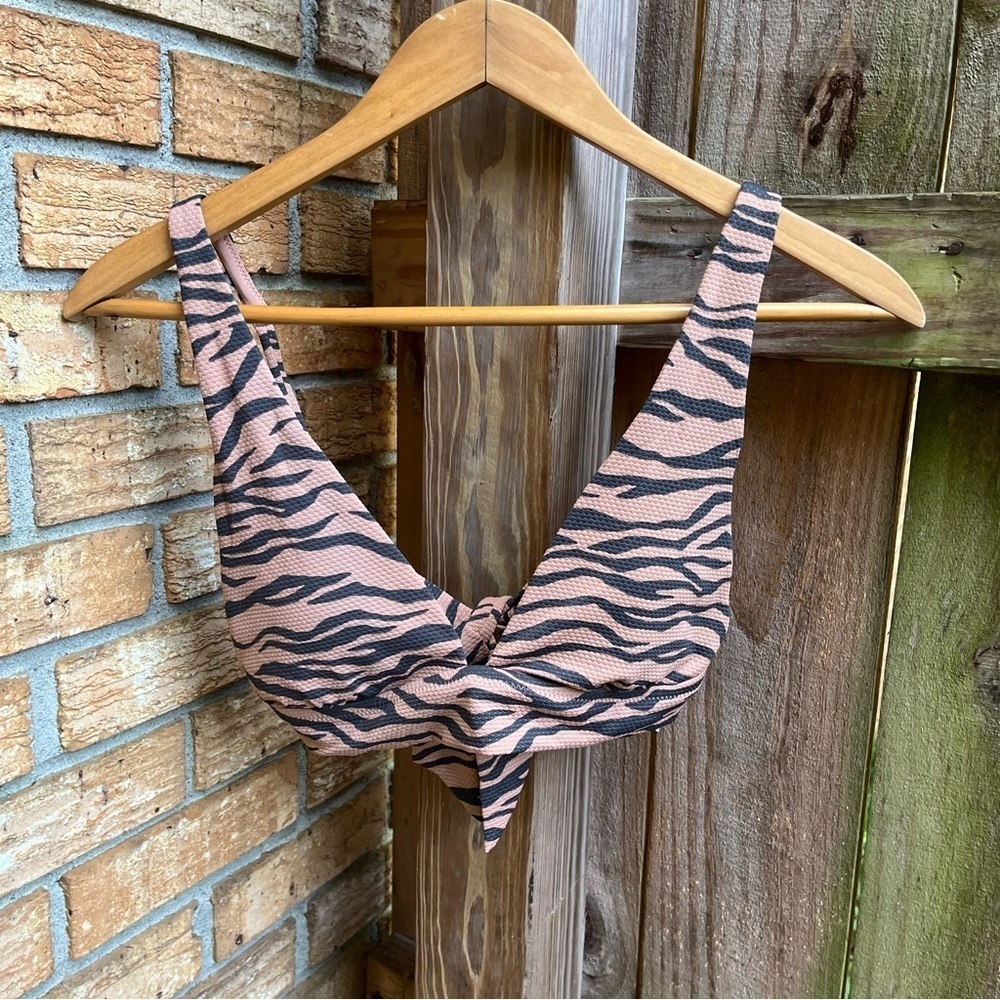 Aerie Tan and Black Zebra Bikini Top